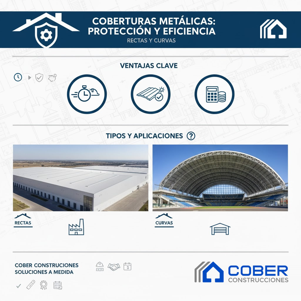 Coberturas metálicas rectas y curvas: protección y diseño para tus construcciones industriales y comerciales