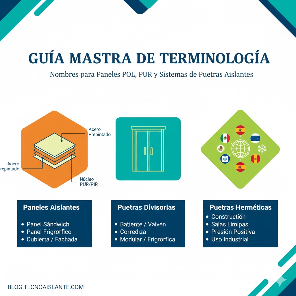 Guía Maestra de Terminología: Nombres para Paneles POL, PUR y Sistemas de Puertas Aislantes